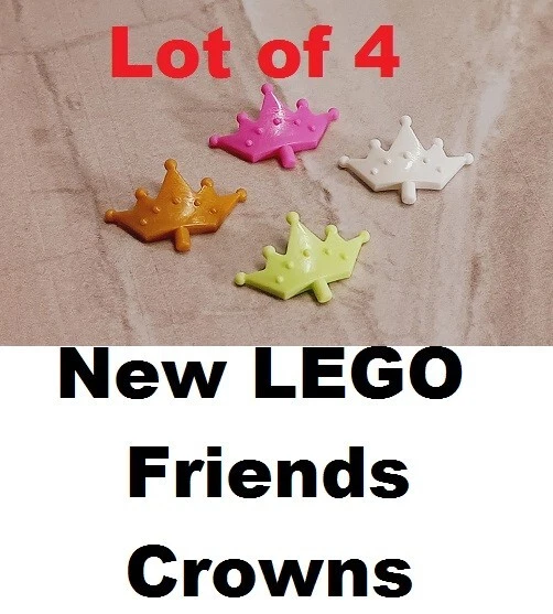 Новый LEGO друзей корона с булавкой лот из 4 белый желтый зеленый розовый золотой принцесса - Изображение 1 из 1
