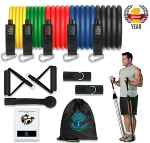 Heavy Duty Resistance band Set Natural Latex. Home Gym Workout equipment - Picture 1 of 8