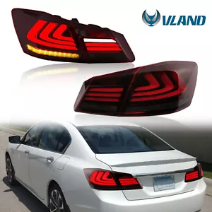 Pair Red Smoke LED Tail Lights Assembly Fit For 13-15 Honda Accord 4 Door Sedan - Bild 1 von 13
