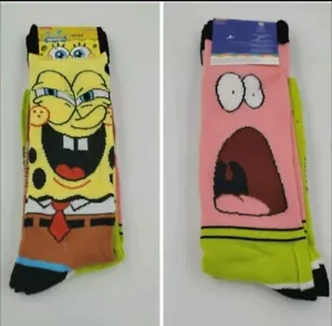 2 Pair Spongebob Crew Socks, Adult Shoe Size 6-12, Patrick, Nickelodeon L16 MP - Picture 1 of 1