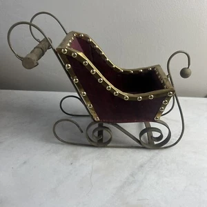 Vintage Metal Wood Sleigh Holiday Decor Art Cottage Farm - Picture 1 of 7