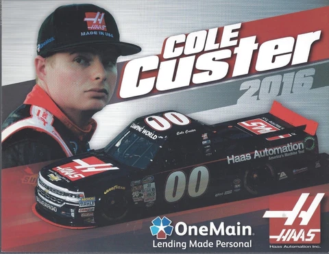 2016 COLE CUSTER "HAAS AUTO JR MOTORSPORTS" #00 NASCAR TRUCK SERIES POSTCARD Cover
