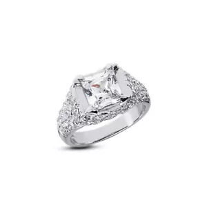 Anello 2,78 ct G VS1 principessa diamanti naturali oro bianco pietra laterale classica - Foto 1 di 4