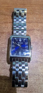Wenger Escort Man's Blue Dial Rectangular Wristwatch Classy Dress WORKS! - Picture 1 of 7