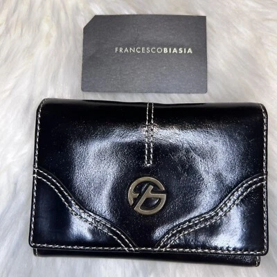 全新 Francesco Biasia 三折皮革钱包 咖啡 深棕色 卡夹 — 第 1/4 张图片