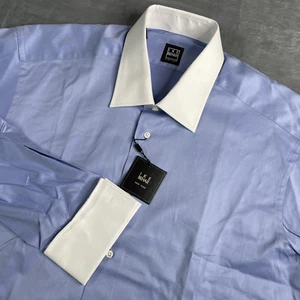 Ike Behar Mens Dress Shirt Periwinkle Blue Sz 17 32-33 Collared Long Sleeve Cuff - Picture 1 of 15