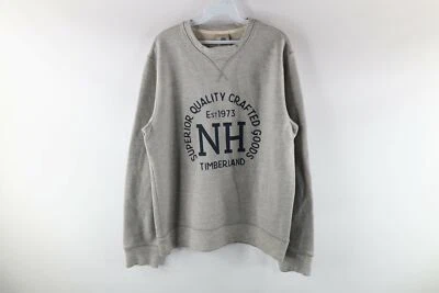 Vintage Timberland Mens Large Spell Out Elbow Patch Crewneck Sweatshirt Gray - Imagem 1 de 4