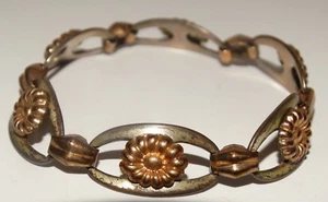 Seltenes signiertes Kreisler 925 Armband mit goldfarbenen Blumen 6&3/4" lang - Bild 1 von 12