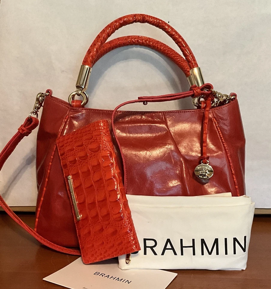 Cartera Brahmin Rubí - Amaryllis Longship Roja con Cartera Ady a Juego Usada en Excelente Condición Difícil de Encontrar Foto 1 de 4