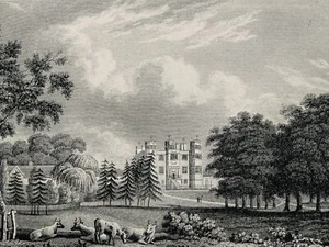 Derbyshire Chesterfield BARLBOROUGH HALL Stephen Glover Original c1829 Print - Picture 1 of 4