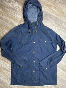 Obey Worldwide Propaganda Jacket Men’s med Zip & Button Lightweight Hood Blue - Picture 1 of 14
