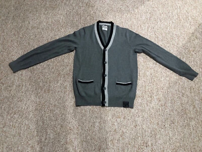 Express Mens Cardigan Button Up Sweater  Gray/Black Size Small - Image 1 of 4