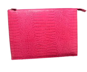 Graphic Image Large Laptop Cover Case Bag 15x11" Python Embossed Leather Pink - Picture 1 of 12
