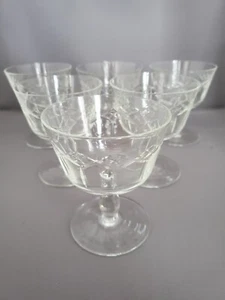 6 Scare Vintage Elegant Era WJ Hughes Royal Cut Pattern Sherbets Circa 1940's - Picture 1 of 4