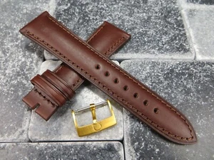 18mm Calf Leather Strap Brown Watch Band OEM OMEGA Gold Plate Brush Buckle Set - Picture 1 of 6