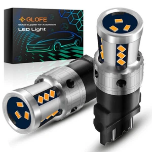 GLOFE 2X Yellow Amber 3157 LED DRL Turn Signal Parking Light Blinker Corner Bulb - Picture 1 of 14