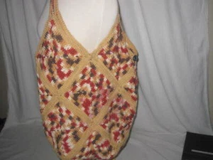 Autentica borsa da notte boho all'uncinetto lavorata a maglia oro XL tote ottime condizioni - Foto 1 di 10