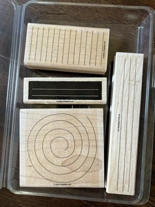 Stampin Up! JOURNALING FUN Wood Mount Rubber Stamp Set 4 Retired 2002 Vintage - Picture 1 of 4