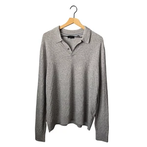 TED BAKER Sweater GRAY Textured Collared Pullover Wool blend Mens NEW Sz 6 (2XL) - Picture 1 of 9