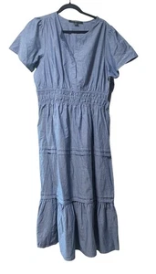 Nuevo Maxi Vestido French Connection Para Mujer Talla XL Occidental Cambray En Niveles Corto PU - Imagen 1 de 5