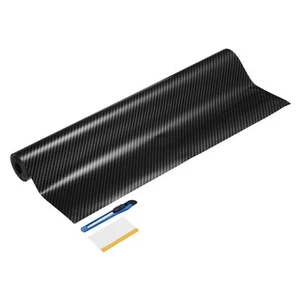 1Set Carbon Fiber Vinyl Wrap 12" x 9.8ft Self-Adhesive W Scraper Silver - Picture 1 of 7
