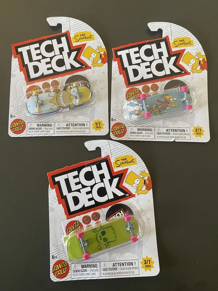 Tech Deck Santa Cruz x The Simpsons 1/7, 2/7, 3/7 Fingerboard Skateboard NEW - image 1 of 4
