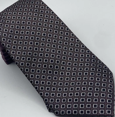 Corbata Stefano Ricci Saks Marrón Negro Blanco Diamantes Larga 100% Seda Hecha en Italia Foto 1 de 4