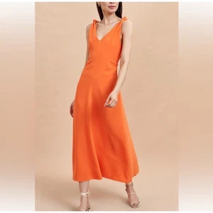 NWT La Ligne Chrissy Cinch Waist Knotted Sleeve Maxi Dress 2 - Picture 1 of 8