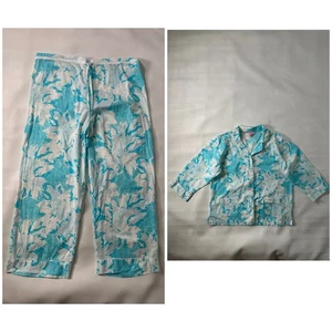 Lilly Pulitzer Freizeit Set Damen Large Blau Blumen Button Down Oberteil Hose - Bild 1 von 24