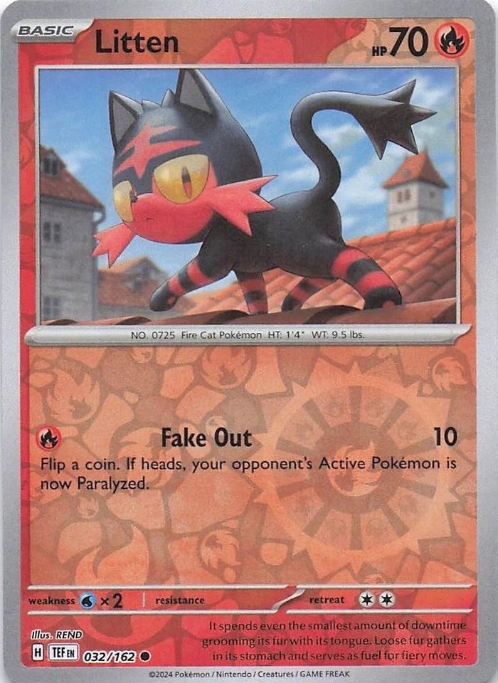 Litten - SV05: Temporal Forces 032/162- NM - Reverse Holo - Image 1 of 2