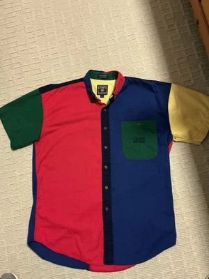 Camisa De Colección Chaps Ralph Lauren Bloque de Color Abotonada Manga Corta Talla L Foto 1 de 4