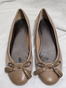 Coach Concetta Ballet Flats With Bow Detail Size 11 Suede Leather Brown/Nude - Picture 1 of 11