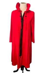 IC By Connie K Jacket Coat •L• Long Sleeve Zip Ruffle Collar Front Zip Red USA - Picture 1 of 12