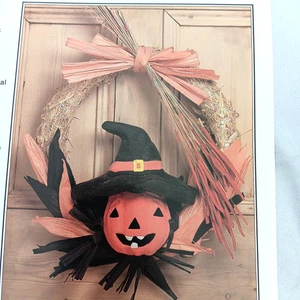 Lote de instrucciones de patrón de corona de Halloween de colección años 90 Michaels artesanías Acción de Gracias - Imagen 1 de 13