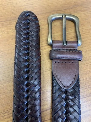 Cinturón trenzado Columbia de cuero marrón para hombre con hebilla de bronce talla 34 Foto 1 de 4