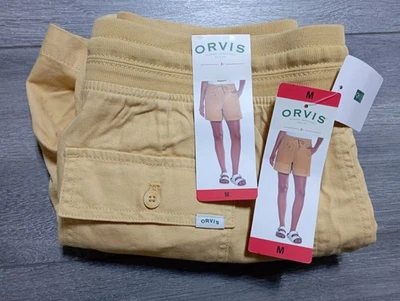 Orvis Drawstring Shorts Womens Medium Yellow Cotton Blend Summer Beach - Image 1 of 4