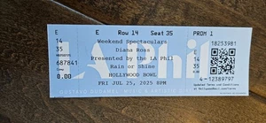 2025 DIANA ROSS FULL UNUSED CONCERT TICKET HOLLYWOOD BOWL 7/25/25 SUPREMES - Picture 1 of 1