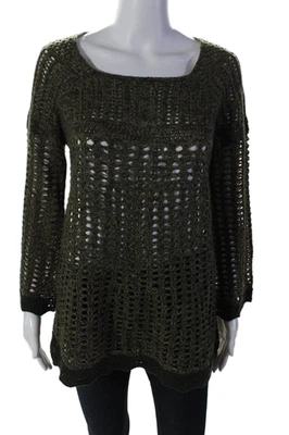 Mystree женщин длинным рукавом декольте открытый вязаный свитер зеленый размер маленький - Изображение 1 из 4