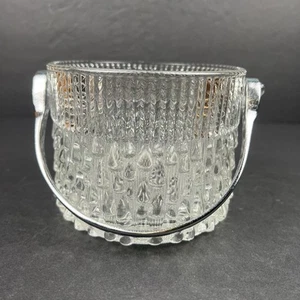 Vintage 5" Teleflora Crystal Glass "Teardrop" Ice Bucket Chrome w/Handle FRANCE - Picture 1 of 11