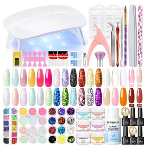Nagelset Lampe, 100+ Tips, Gellack & Nailart Sticker komplett Maniküre Salon - Bild 1 von 6