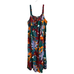 NWT Eloquii Elements Floral Tie Front Women Size 18 Sleeveless Linen Maxi Dress - Picture 1 of 10