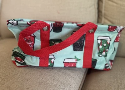Thirty One SMALL Tiny COFFEE Organized Utility Tote Bag in *Holiday Cafe* NIP - Image 1 of 4