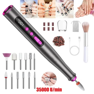 11-in-1 Nagelfräser Elektrische Nagelfeile Akku Profi 35000 U/min Kabellos USB - Bild 1 von 4