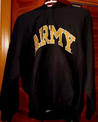 Vintage Steve & Barrys Army Hoodie Mens Extra Large Black Pullover Heavyweight  - Image 1 of 4