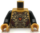 Lego New Minifigure Pearl Gold Torso Armor Plates Orange Highlights Pattern