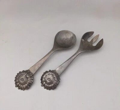 Cuchara y tenedor para servir ensaladas vintage MARIPOSA 1992, girasoles Foto 1 de 3