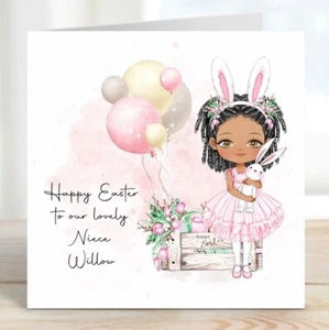 EASTER GREETINGS CARD PERSONALISED EASTER CARD FOR DAUGHTER GRANDDAUGHTER SISTER - Picture 1 of 13