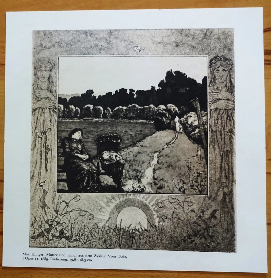 Max Klinger Jugendstil Druck  "Mutter und Kind" 1889  24 x 23,5 cm - Bild 1 von 1