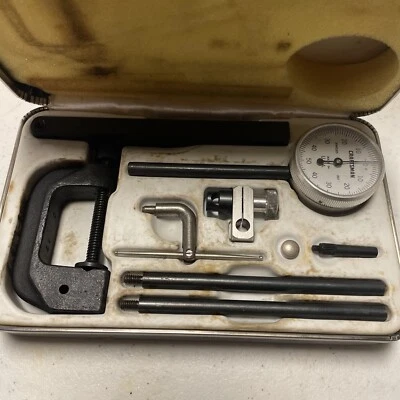 🇺🇸 VTG Craftsman USA Dial Indicator Thickness Gauge Set Case Pivot Arm Clamp - Image 1 of 4