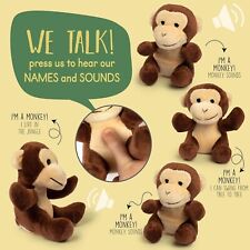Plush Stuffed Monkeys | Set of 4 Monkeys | 4 Talking Soft Plush Monkeys | Baby S